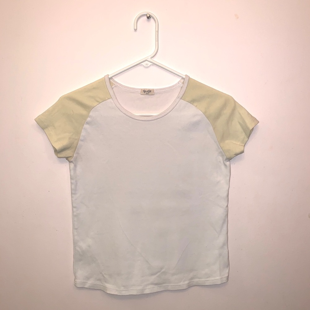 Brandy Melville White and Yellow Tshirt